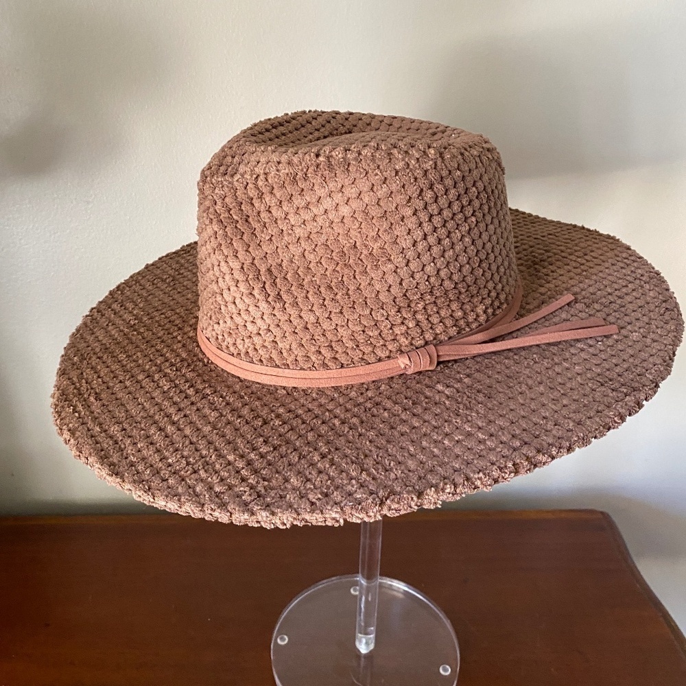 NWT Anthropologie Brown Terry Textured Rancher Hat - Picture 9 of 10